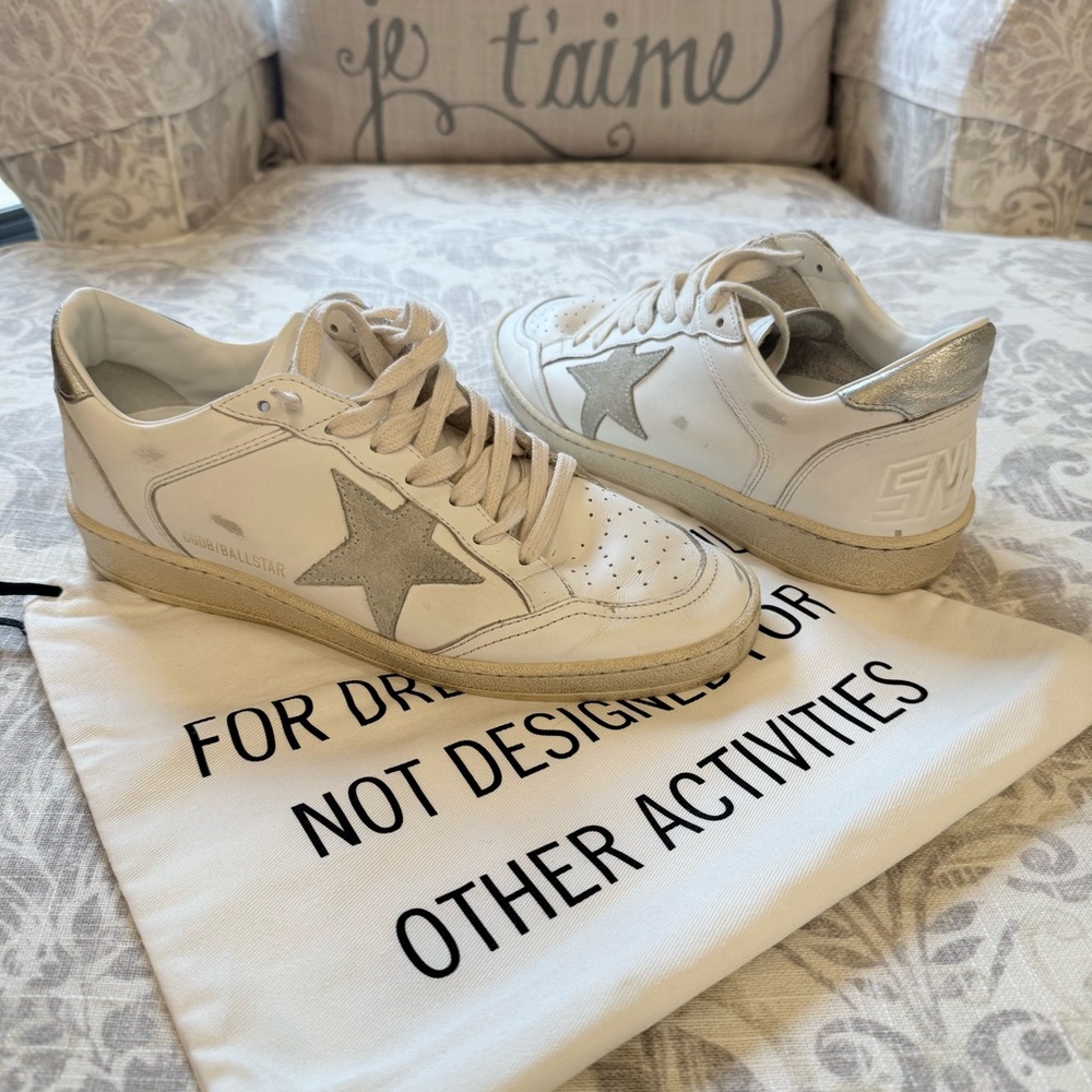 💯 Authentic GOLDEN GOOSE 'BALL STAR' GRAY AND SILVER 39/9